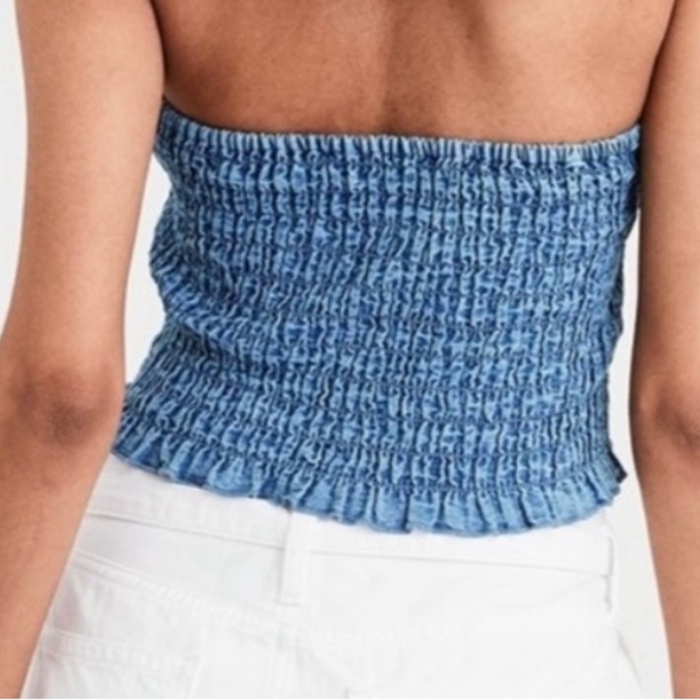 American Eagle Outfitters Blue Smocked Sleeveless Tank - Picture 2 of 4